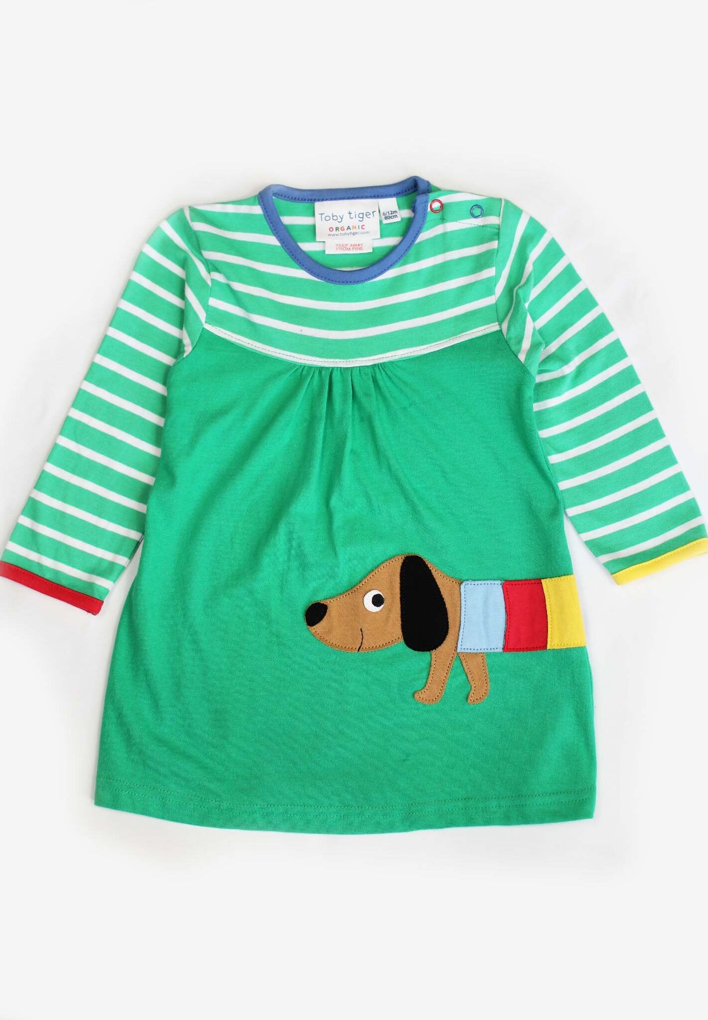 Langärmeliges Bio - Kleid mit Dachshund - Applikation - Toby Tiger GmbH