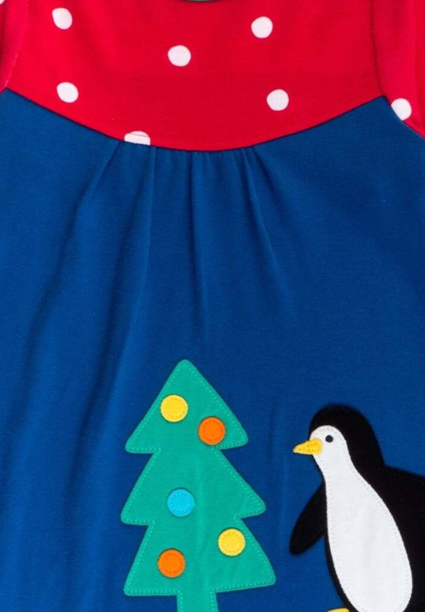 Bio - T-Shirt - Kleid mit Weihnachtsapplikation der Pinguine - Toby Tiger GmbH