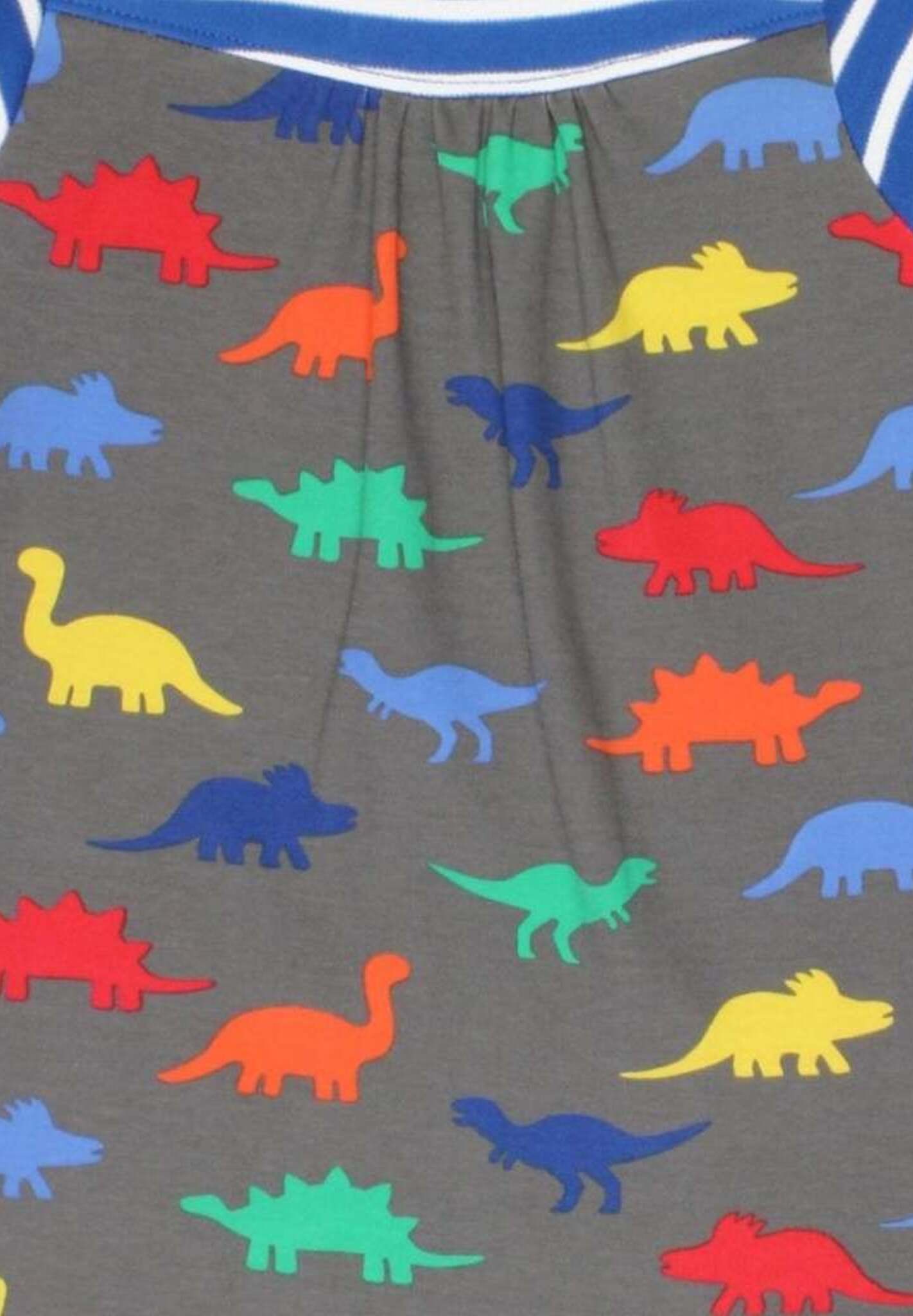 Kleid mit langen Ärmeln und Dino - Print aus Bio Baumwolle, gestreift - Toby Tiger GmbH