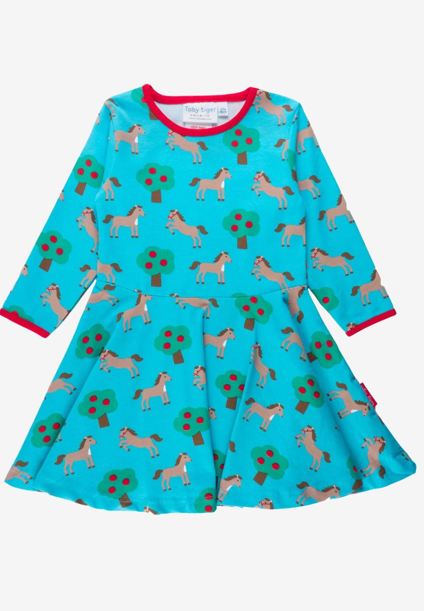 Skater Kleid mit langen Ärmeln und Pferde Print aus Bio Baumwolle - Toby Tiger GmbH