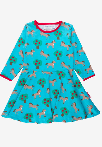 Skater Kleid mit langen Ärmeln und Pferde Print aus Bio Baumwolle - Toby Tiger GmbH