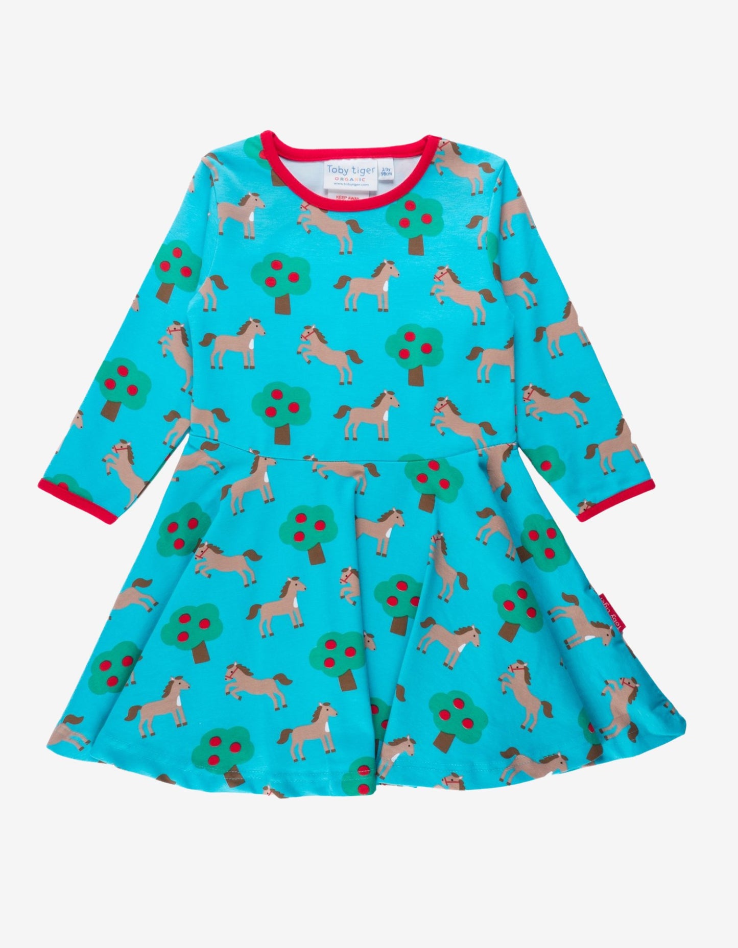 Skater Kleid mit langen Ärmeln und Pferde Print aus Bio Baumwolle - Toby Tiger GmbH Retail