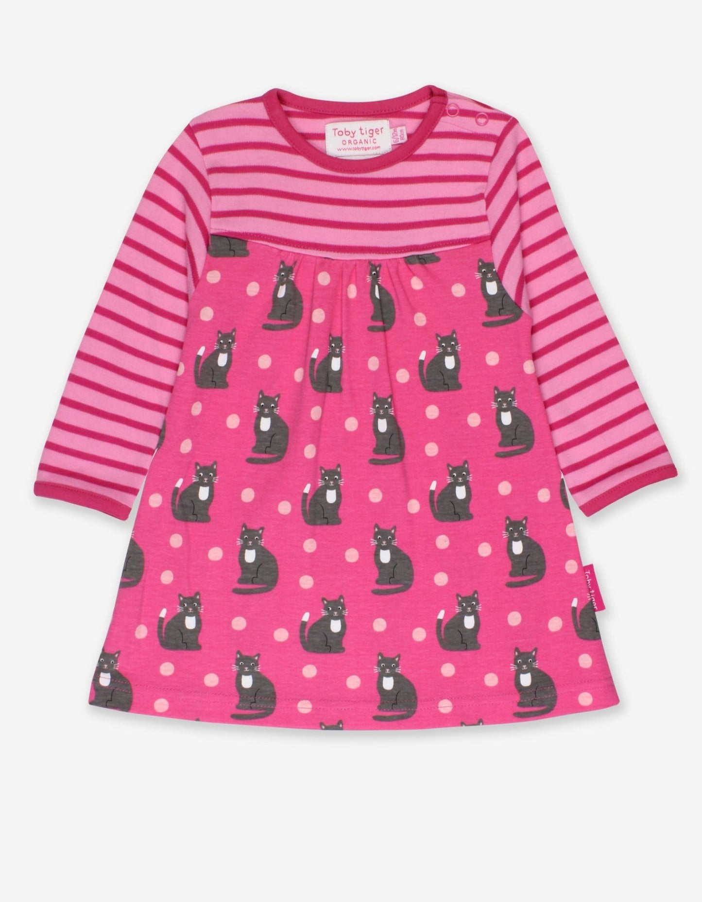 Kleid mit langen Ärmeln und Katzen - Print aus Bio Baumwolle - Toby Tiger GmbH Retail