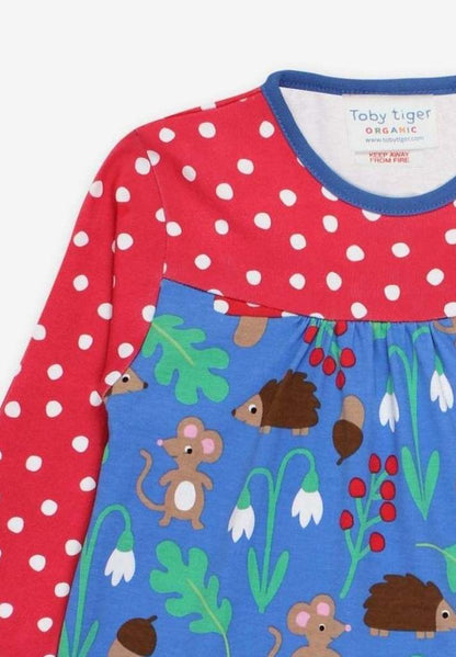 Kleid mit langen Ärmeln und Wald Print aus Bio Baumwolle - Toby Tiger GmbH