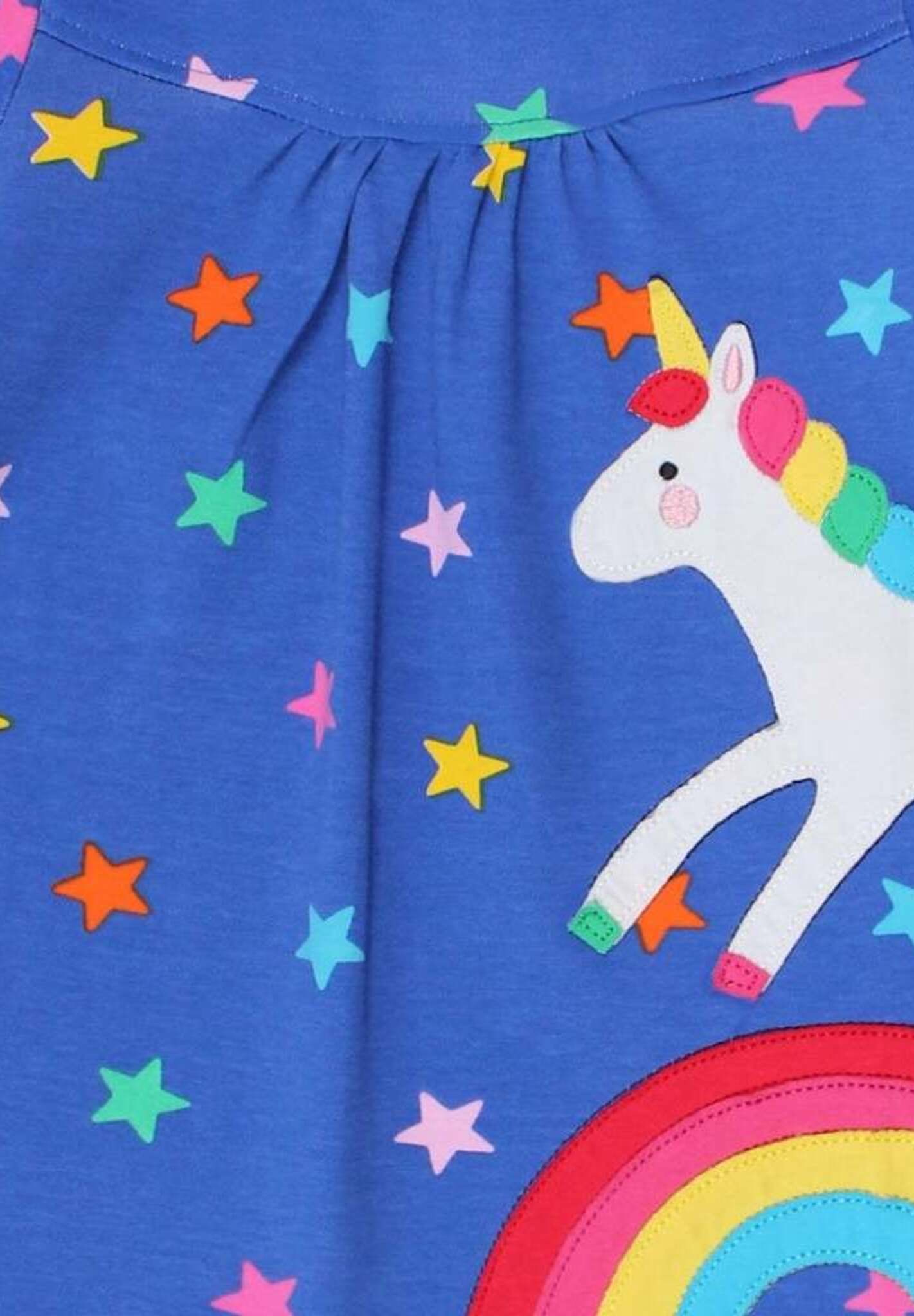 Kleid mit Einhorn und Regenbogen Applikation aus Bio Baumwolle - Toby Tiger GmbH