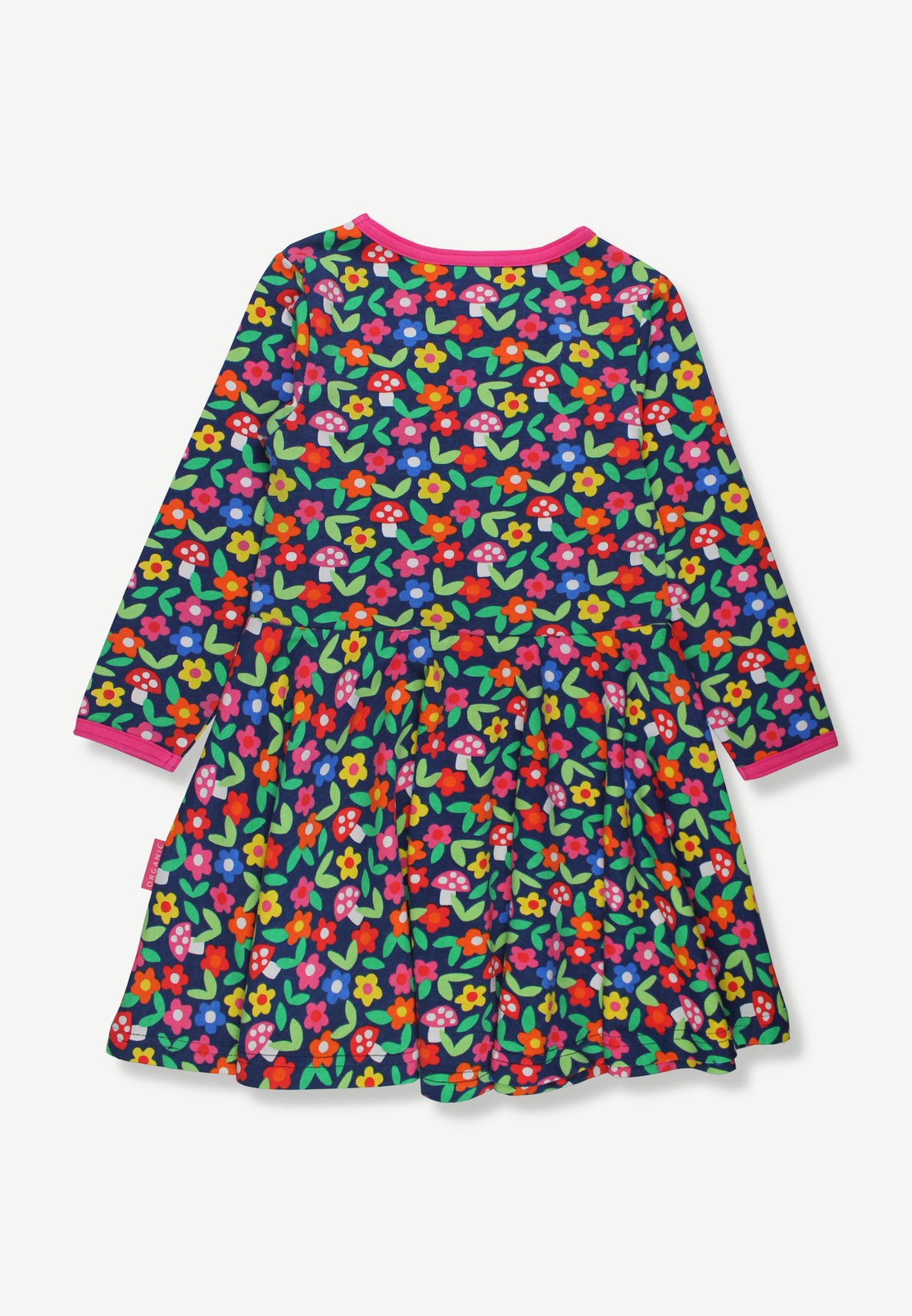 Organic Cotton Kids' Long-Sleeved Skater Dress with Floral Print