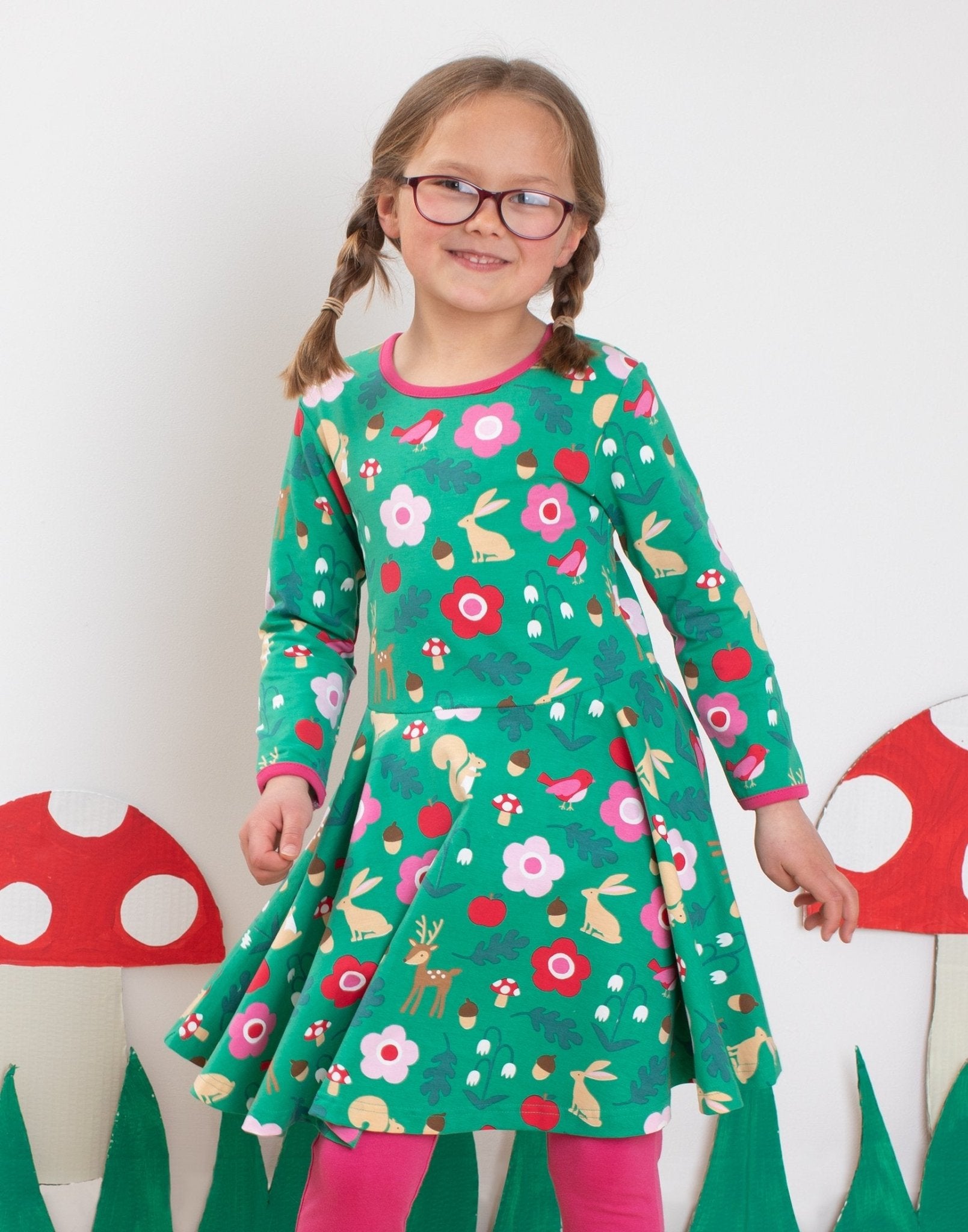 Skater Kleid, langer Arm mit Wald Motiv aus Bio Baumwolle - Toby Tiger GmbH Retail