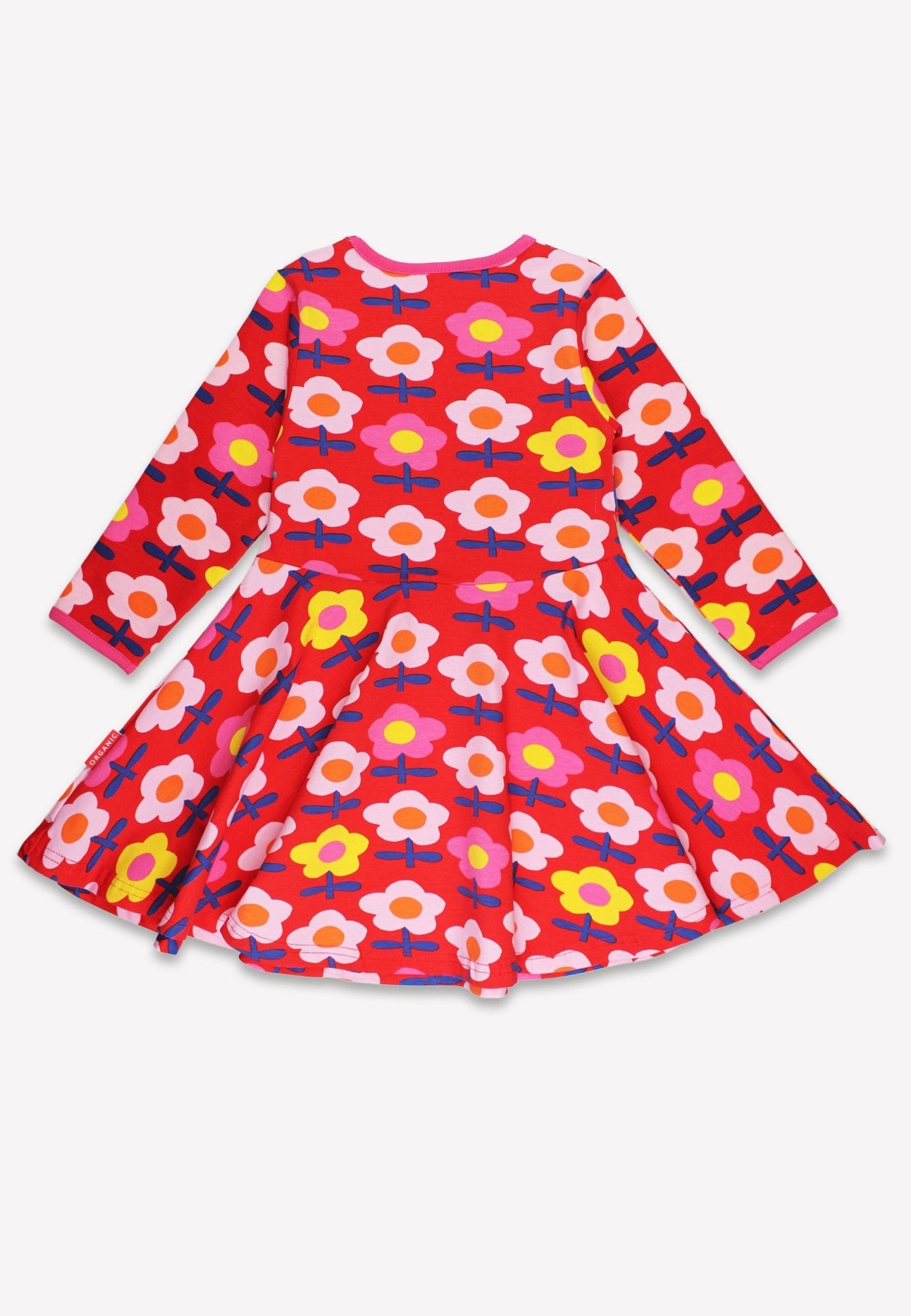 Bio - Baumwoll Kinder Langarm Skaterkleid mit Retro Blumen - Druck - Toby Tiger GmbH