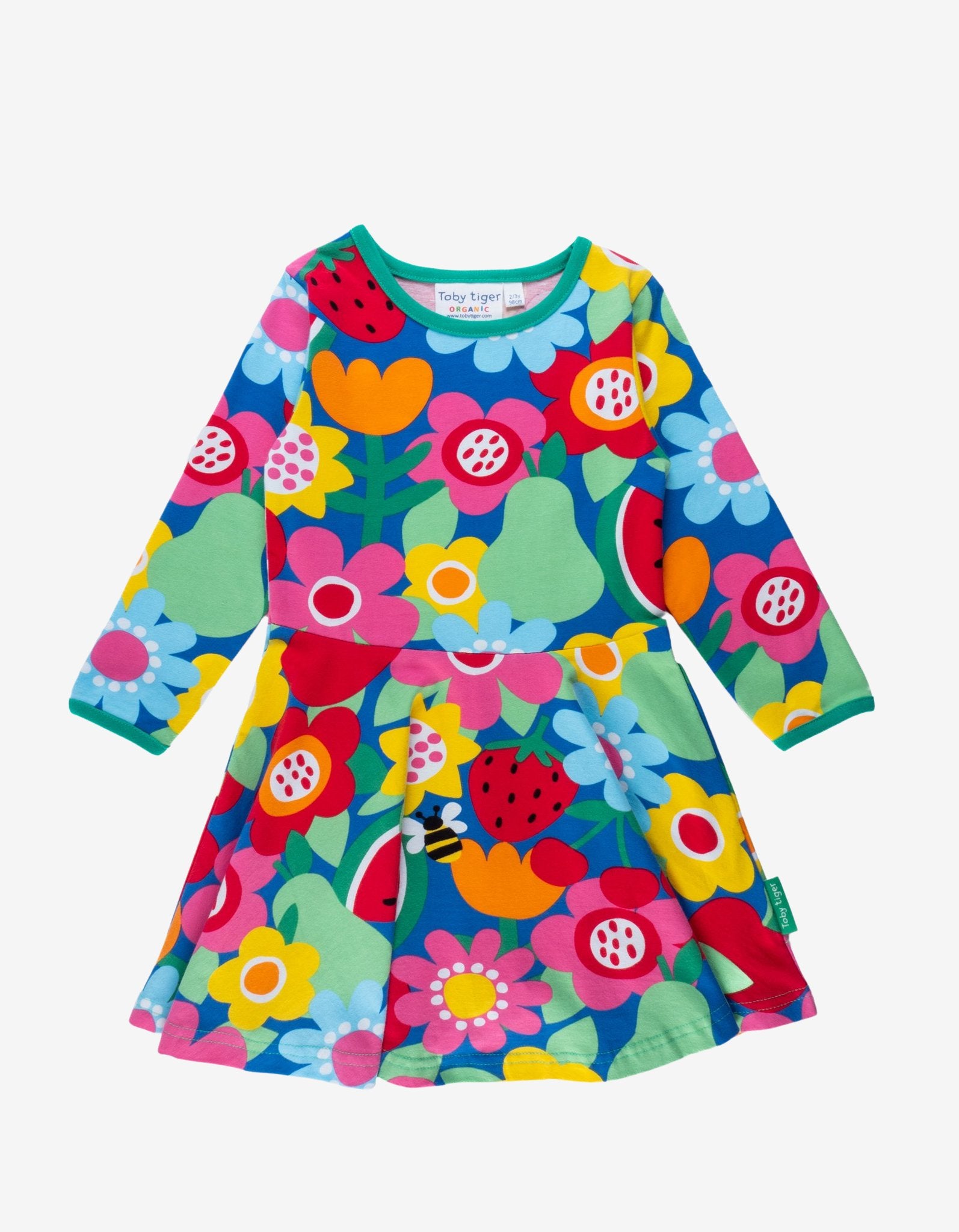 Kleid, langärmlig, Bio Baumwolle mit Obstblumenprint - Toby Tiger GmbH Retail