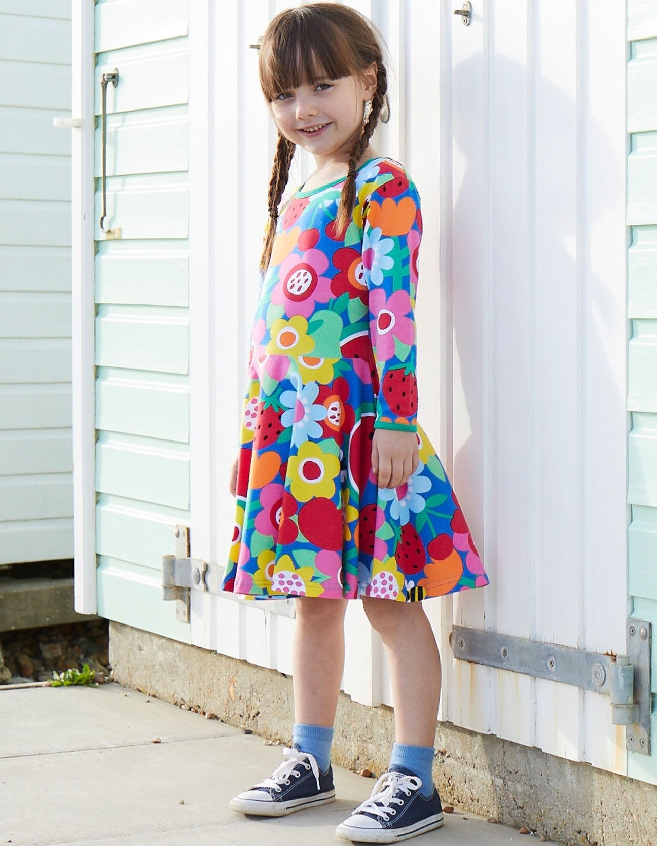 Kleid, langärmlig, Bio Baumwolle mit Obstblumenprint - Toby Tiger GmbH Retail