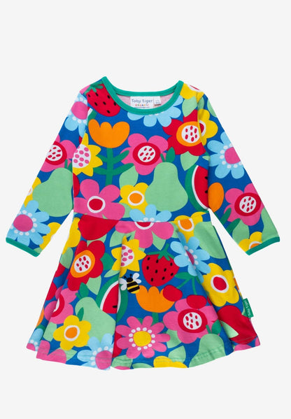 Kleid, langärmlig, Bio Baumwolle mit Obstblumenprint - Toby Tiger GmbH