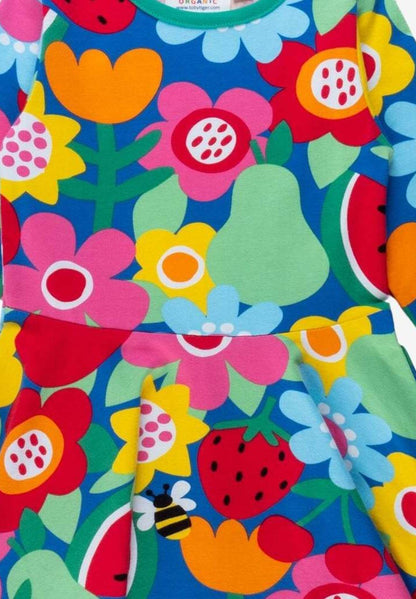 Kleid, langärmlig, Bio Baumwolle mit Obstblumenprint - Toby Tiger GmbH