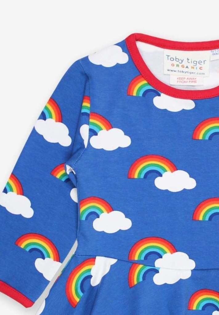 Skater Kleid mit langen Ärmeln und Regenbogen Print aus Bio Baumwolle - Toby Tiger GmbH