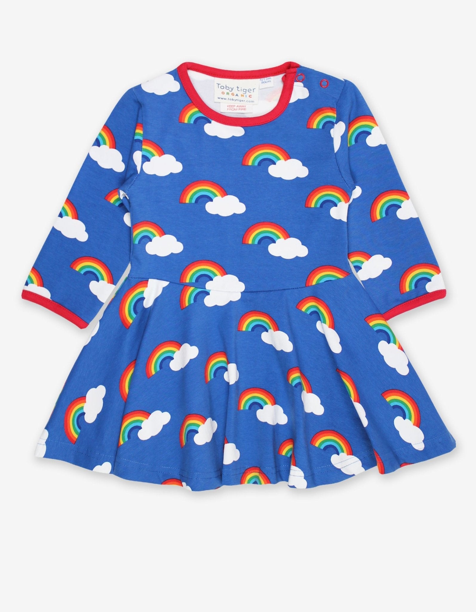 Skater Kleid mit langen Ärmeln und Regenbogen Print aus Bio Baumwolle - Toby Tiger GmbH Retail