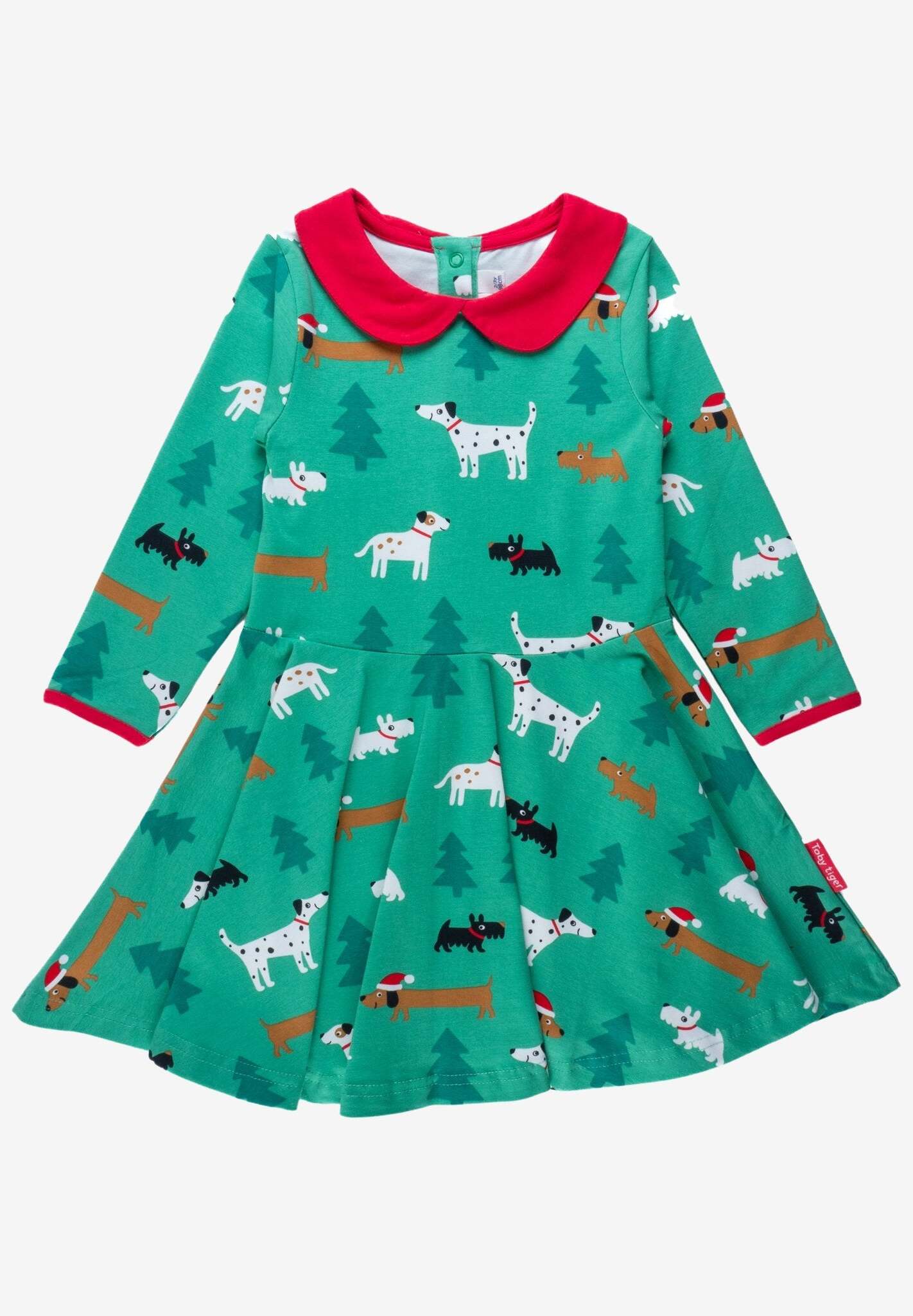 Bio Baumwollkleid mit Skater Schnitt und "Christmas Dog" Applikation - Toby Tiger GmbH