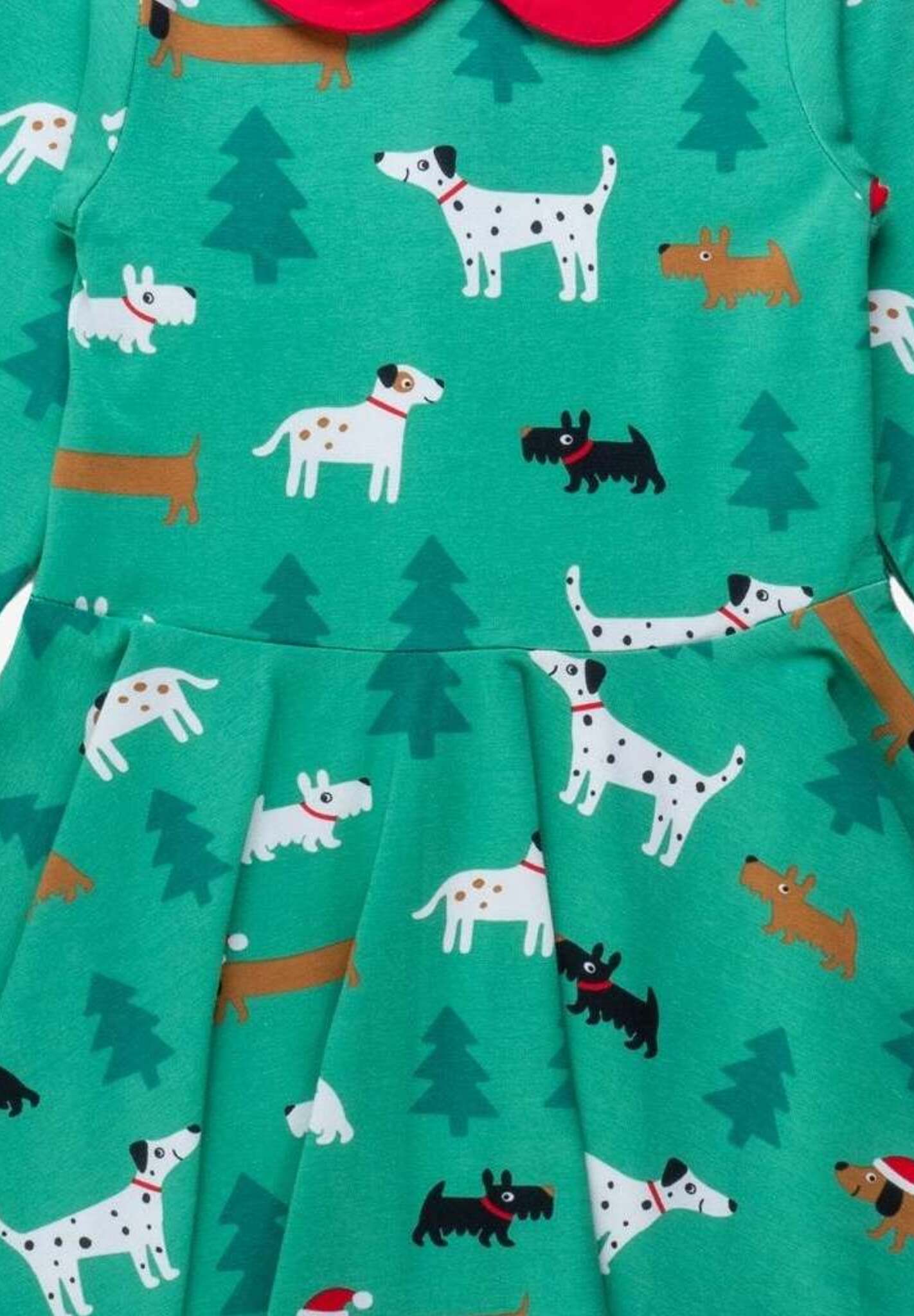 Bio Baumwollkleid mit Skater Schnitt und "Christmas Dog" Applikation - Toby Tiger GmbH