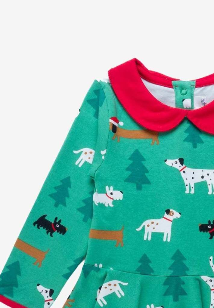 Bio Baumwollkleid mit Skater Schnitt und "Christmas Dog" Applikation - Toby Tiger GmbH