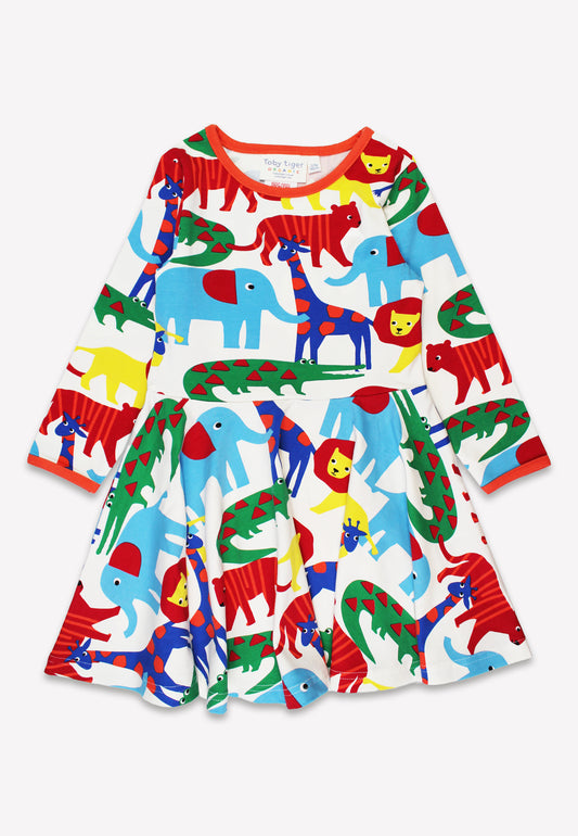 Bio-Baumwoll Kinder Skaterkleid mit Safari-Druck