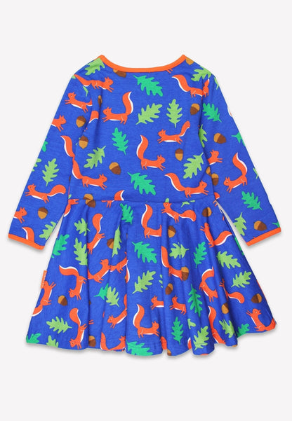 Bio - Baumwoll Kinder Langarm Skaterkleid mit Eichhörnchen - Druck - Toby Tiger GmbH