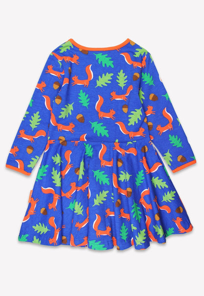 Bio-Baumwoll Kinder Langarm Skaterkleid mit Eichhörnchen-Druck