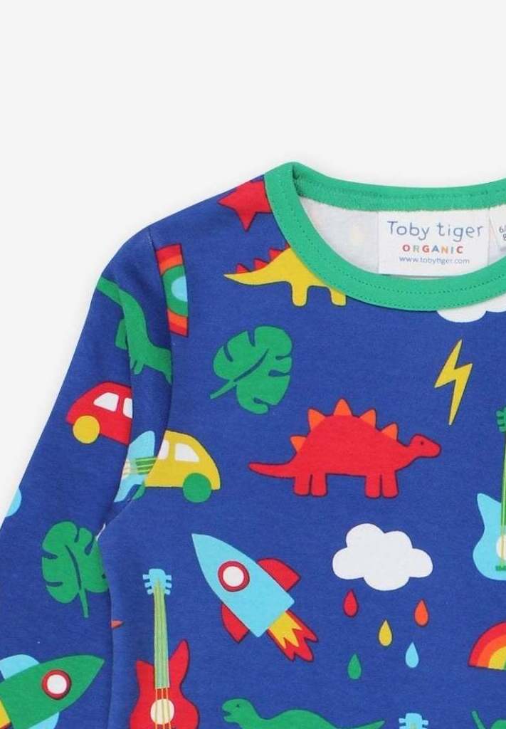 Langarmshirt mit Rakete, Dino und Auto Print aus Bio Baumwolle - Toby Tiger GmbH