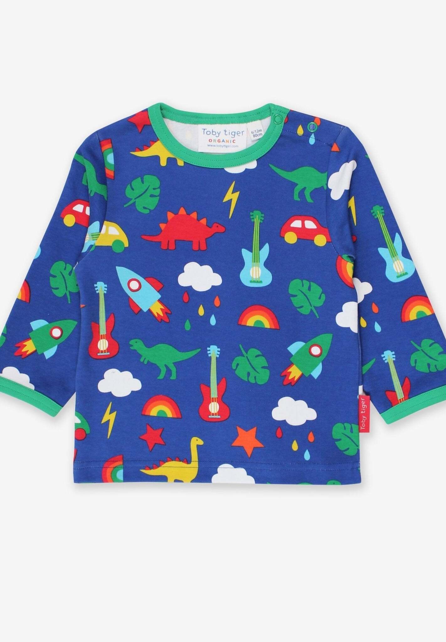 Langarmshirt mit Rakete, Dino und Auto Print aus Bio Baumwolle - Toby Tiger GmbH