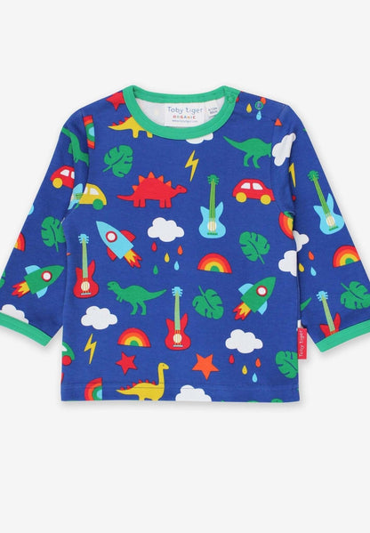 Langarmshirt mit Rakete, Dino und Auto Print aus Bio Baumwolle - Toby Tiger GmbH