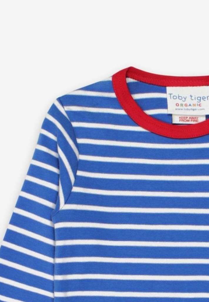 Langarmshirt aus Bio Baumwolle, blau weiß gestreift - Toby Tiger GmbH