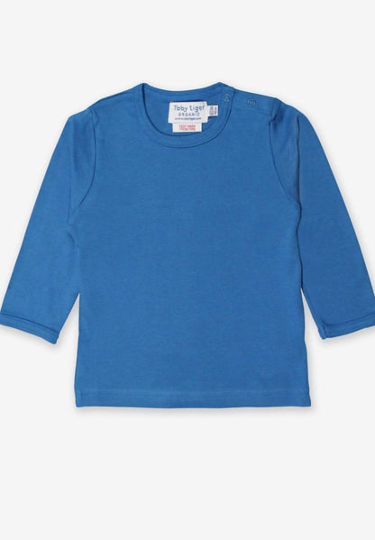 Langarmshirt aus Bio Baumwolle, blau unifarben - Toby Tiger GmbH