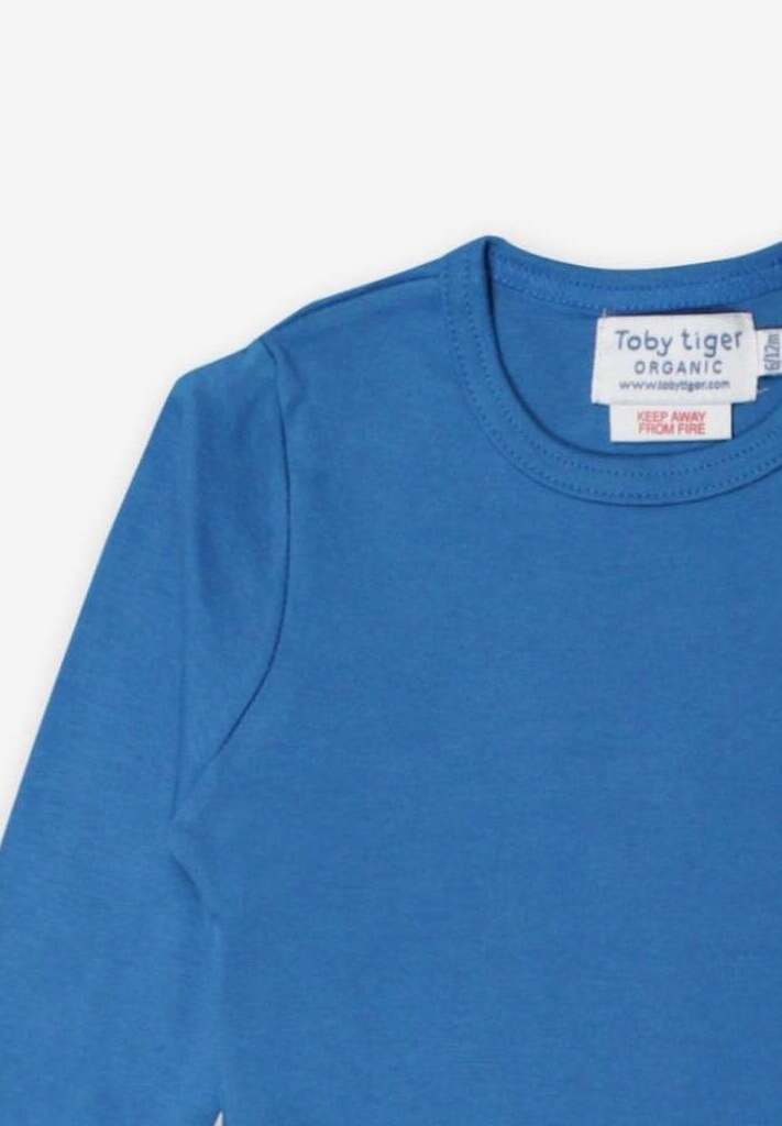 Langarmshirt aus Bio Baumwolle, blau unifarben - Toby Tiger GmbH