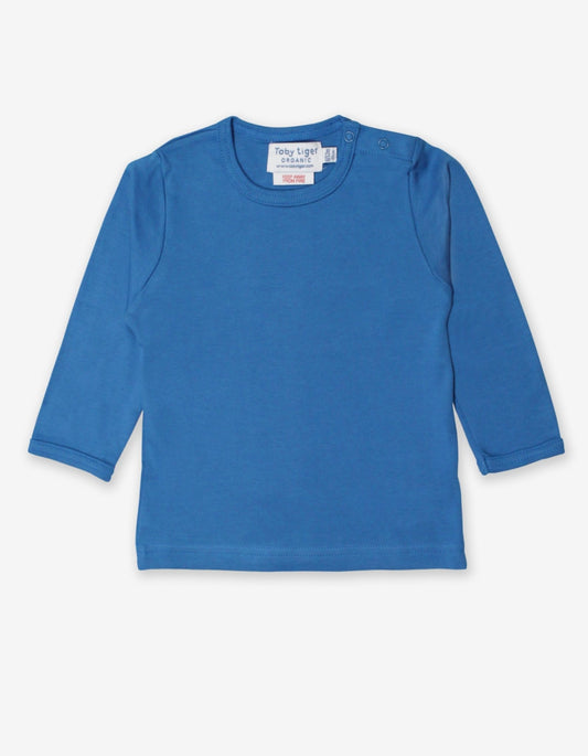 Langarmshirt aus Bio Baumwolle, blau unifarben - Toby Tiger GmbH Retail