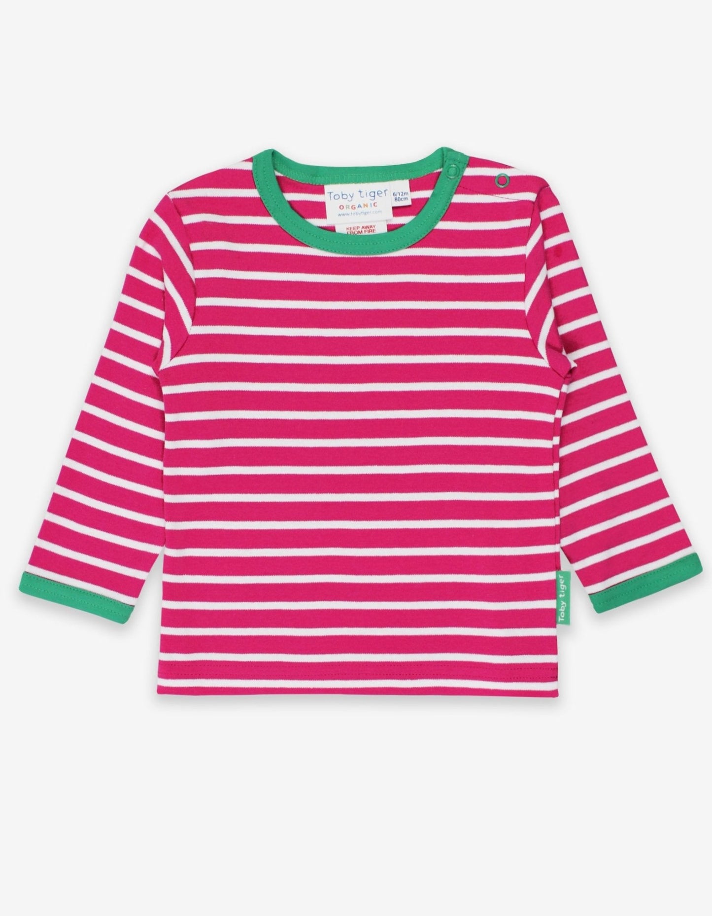 Langarmshirt aus Bio Baumwolle, pink weiß gestreift - Toby Tiger GmbH Retail