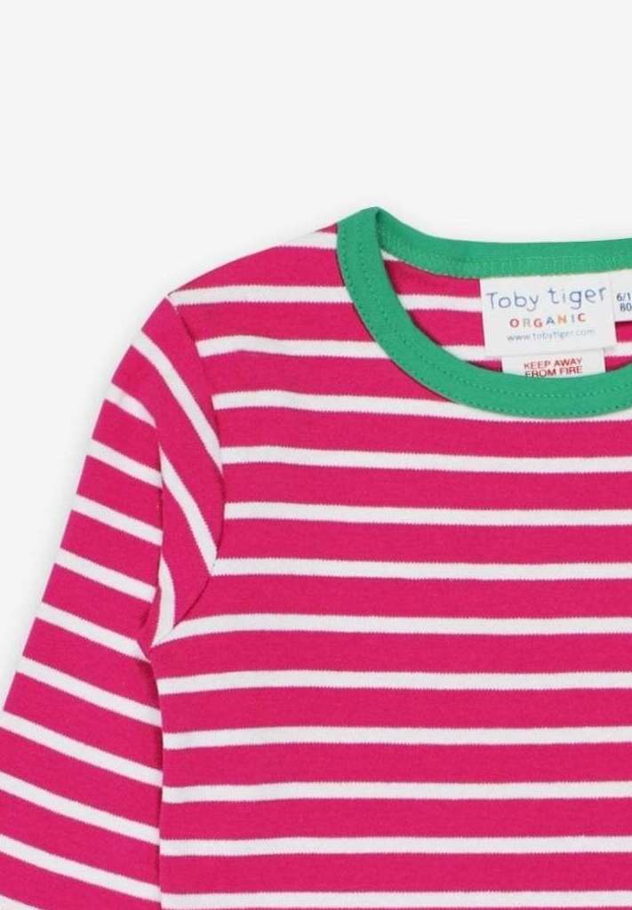 Langarmshirt aus Bio Baumwolle, pink weiß gestreift - Toby Tiger GmbH