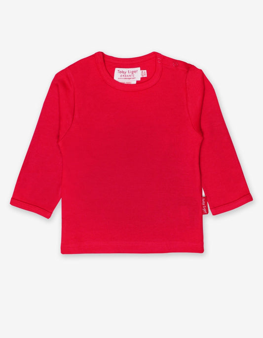 Langarmshirt aus Bio Baumwolle, rot unifarben - Toby Tiger GmbH Retail