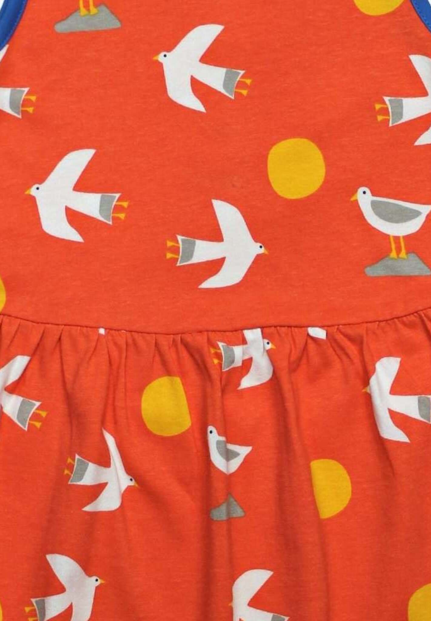 Summer dress made from organic cotton with a seagull print