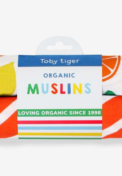 Mullwindeln aus Bio Baumwolle im Doppelpack mit Orangen Zitronen Print - Toby Tiger GmbH