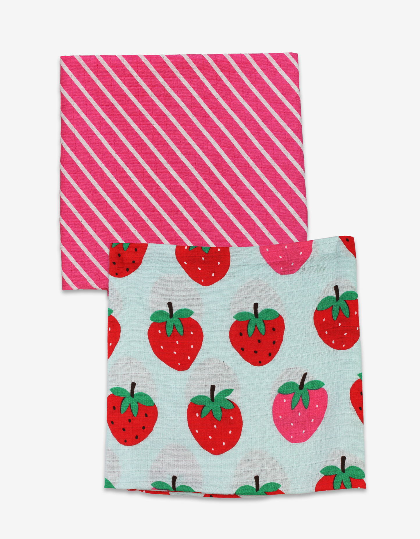 Organic cotton muslin cloths 2-pack with strawberry print