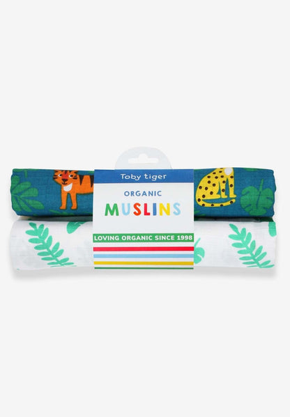 Bio - Baumwoll - Musselin - Tuch 2er - Pack mit Dschungel - Muster - Toby Tiger GmbH