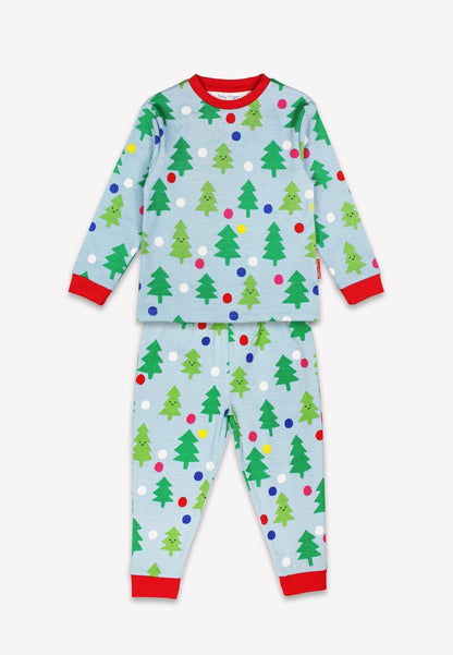 Bio - Baumwoll Kinder Schlafanzug mit Weihnachtsbaum - Druck - Toby Tiger GmbH