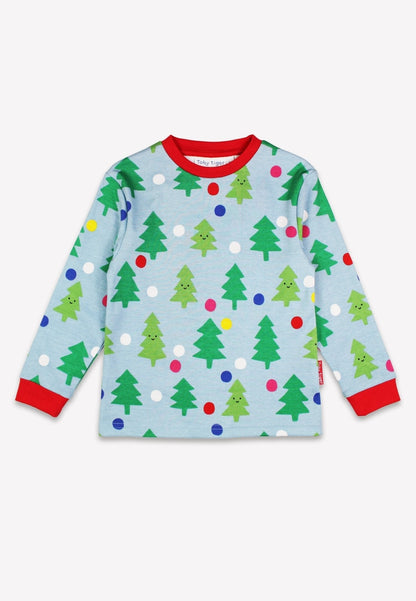 Bio - Baumwoll Kinder Schlafanzug mit Weihnachtsbaum - Druck - Toby Tiger GmbH