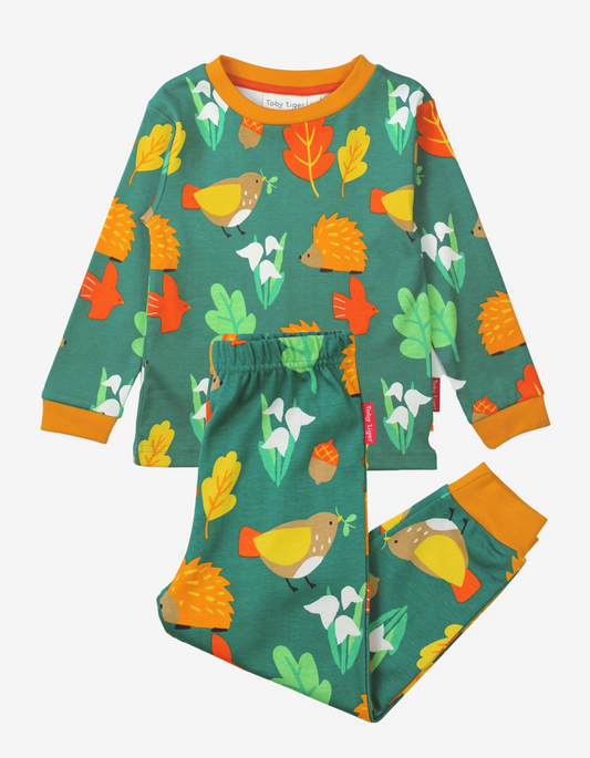 Organic cotton pajamas with autumn motif