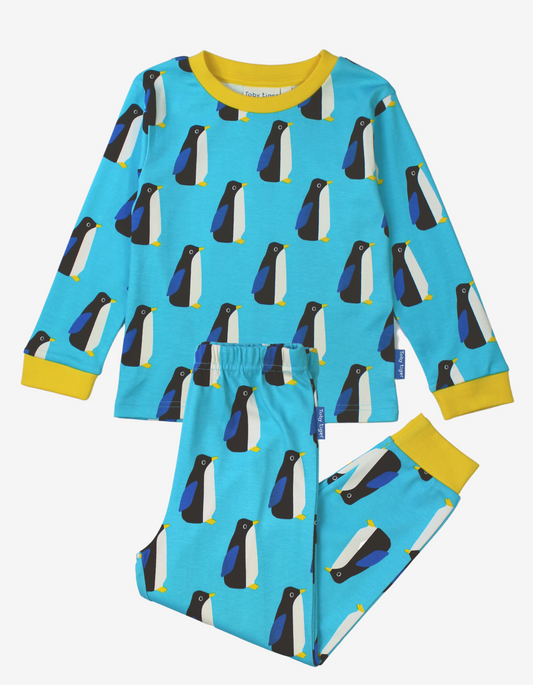 Organic cotton pajamas with penguin print