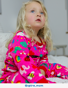 Pajamas with colorful pink print, organic cotton