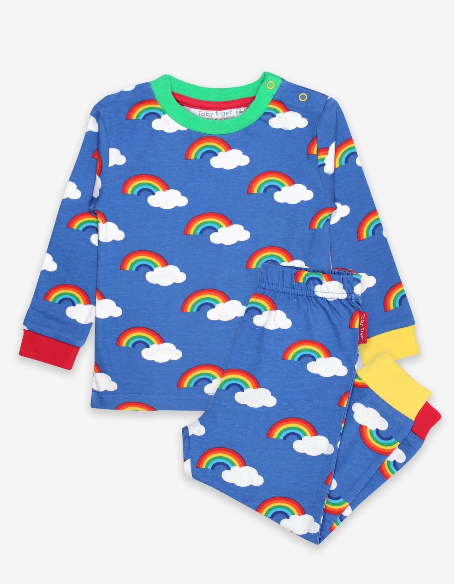 Schlafanzug aus Bio Baumwolle, zweiteilig mit Regenbogen Print - Toby Tiger GmbH Retail