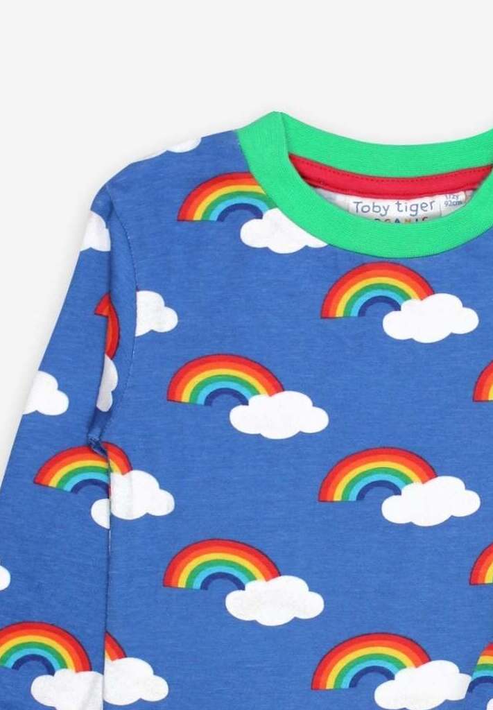 Schlafanzug aus Bio Baumwolle, zweiteilig mit Regenbogen Print - Toby Tiger GmbH