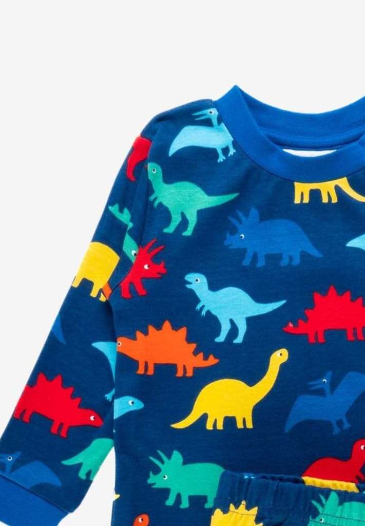 Bio Baumwoll - Schlafanzug mit buntem Regenbogen Dinosaurier Aufdruck - Toby Tiger GmbH