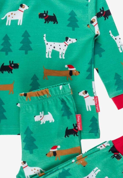 Schlafanzug aus Bio Baumwolle mit "Christmas Dog" Aufdruck - Toby Tiger GmbH