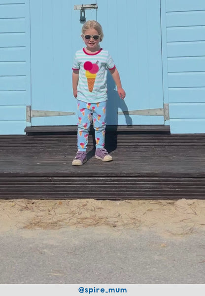 Bio-Baumwoll Kinder Leggings mit Eiswaffel-Druck