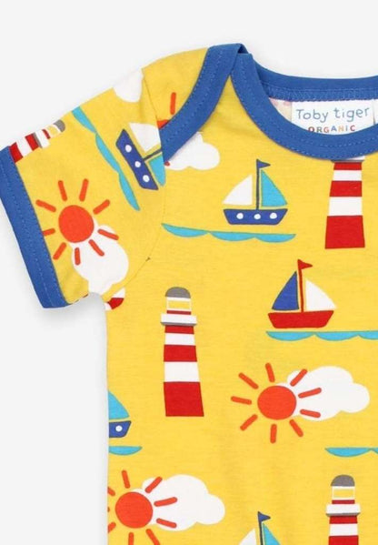 Sommer Strampler aus Bio Baumwolle mit maritimem Print - Toby Tiger GmbH