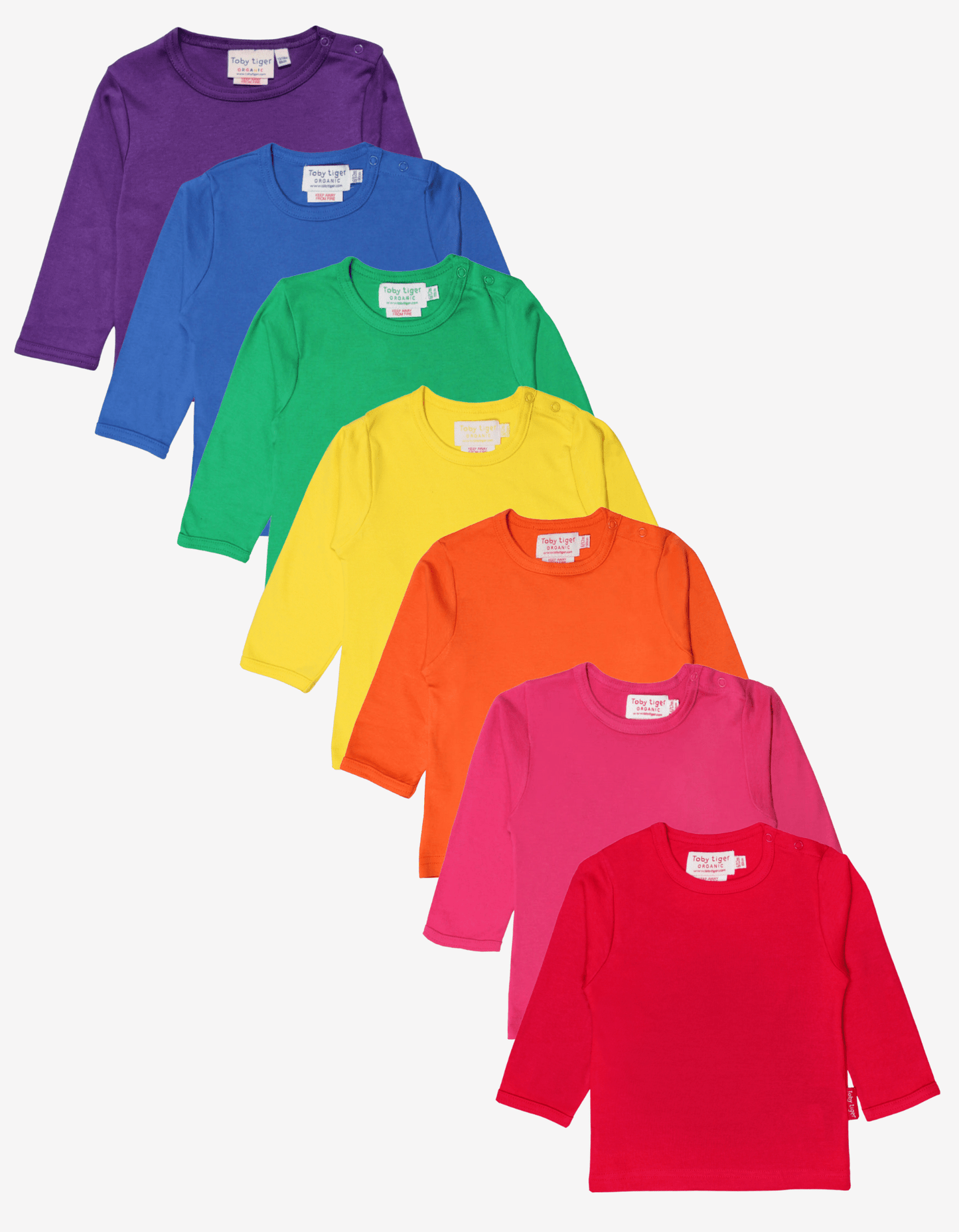 Set aus 7 Basic Langarm - T-Shirts aus Bio - Baumwolle - 104 cm - Toby Tiger GmbH